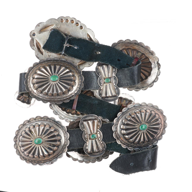 33" Vintage Navajo turquoise hand stamped sterling silver butterfly concho belt