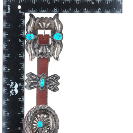 41" Vintage Navajo sterling silver with turquoise butterfly concho belt