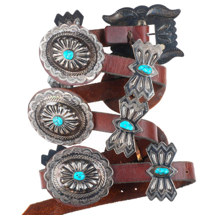 41" Vintage Navajo sterling silver with turquoise butterfly concho belt