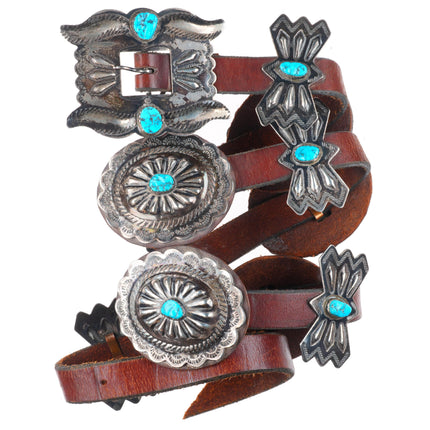 41" Vintage Navajo sterling silver with turquoise butterfly concho belt