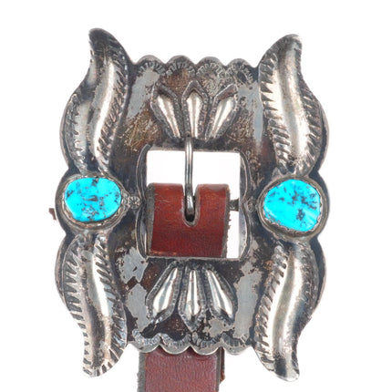 41" Vintage Navajo sterling silver with turquoise butterfly concho belt