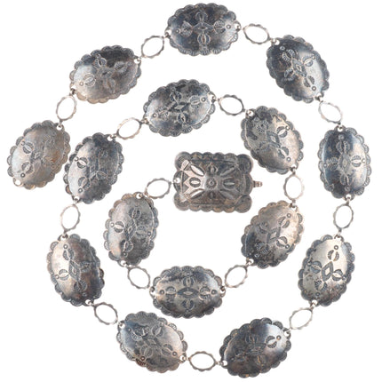 30.5" c1940's Vintage Navajo/Fred Harvey era sterling silver stamped concho belt