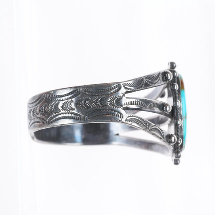 6.25" c1940 vintage Navajo sterling silver Royston turquoise cuff bracelet