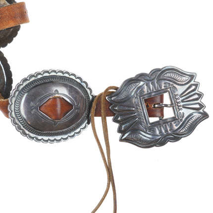 44" Harry Morgan Navajo sterling silver repousse 1st phase style concho belt