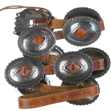 44" Harry Morgan Navajo sterling silver repousse 1st phase style concho belt