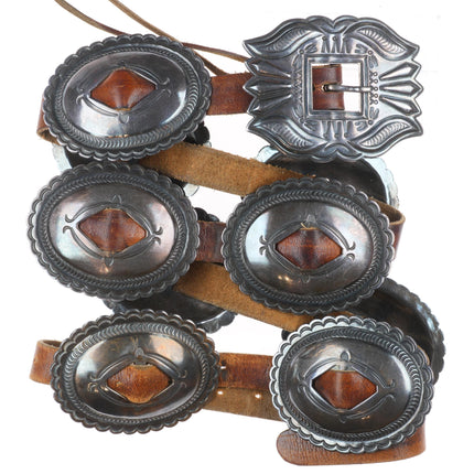 44" Harry Morgan Navajo sterling silver repousse 1st phase style concho belt
