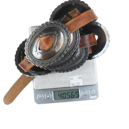 44" Harry Morgan Navajo sterling silver repousse 1st phase style concho belt