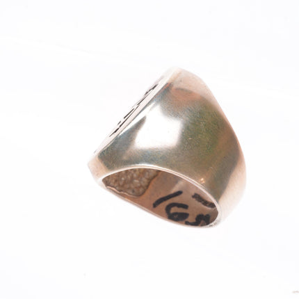 sz7 Vintage Southwestern sterling silver kokopelli ring in overlay style