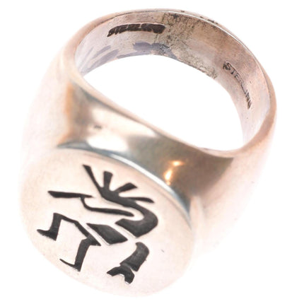 sz7 Vintage Southwestern sterling silver kokopelli ring in overlay style