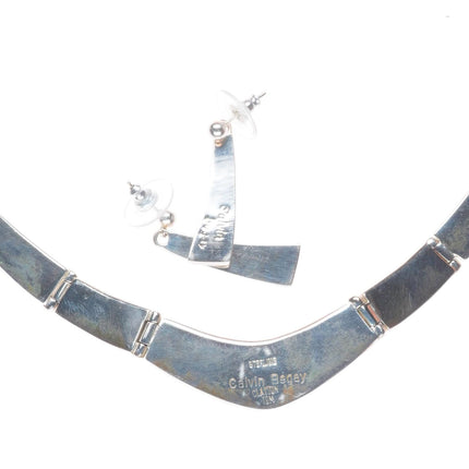 Calvin Begay Navajo sterling silver Pueblo Night Sky Necklace and Earing set