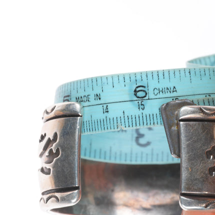 6.1" Vintage Navajo Overlay turquoise inlaid sterling silver heavy cuff bracelet