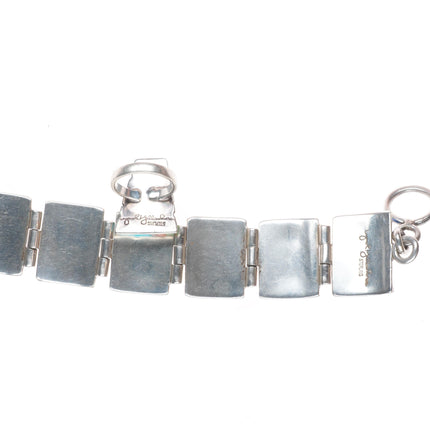 6.6" Lynol Yellowhorse sz7.5 Ring and link bracelet sterling silver cobblestone