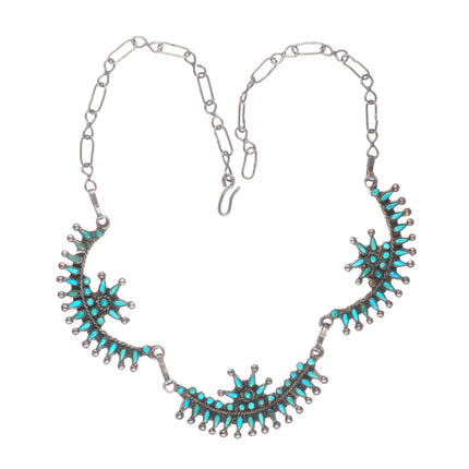 vintage Zuni sterling silver petit point/snake eye turquoise necklace