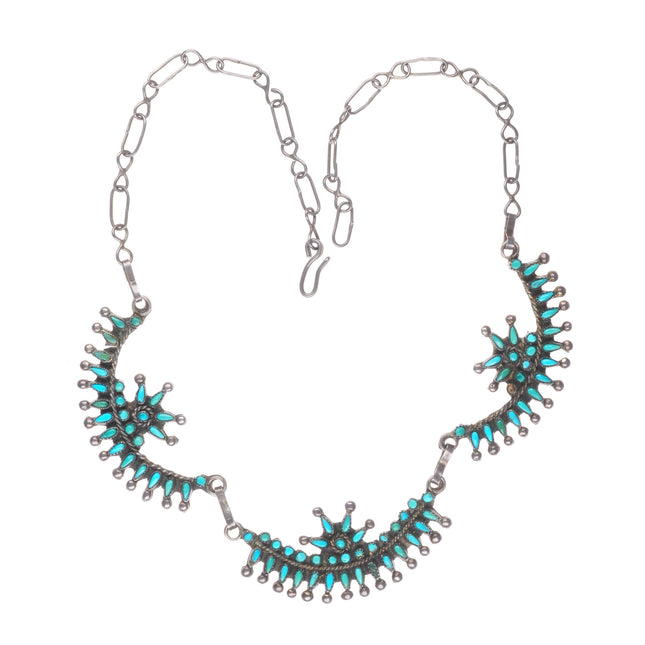 vintage Zuni sterling silver petit point/snake eye turquoise necklace