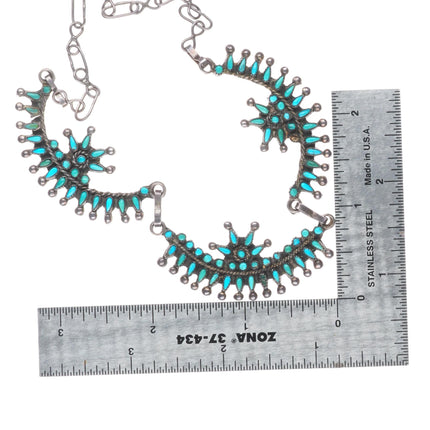 vintage Zuni sterling silver petit point/snake eye turquoise necklace