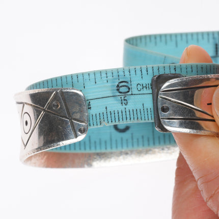 6.2" Duane Maktima Hopi sterling silver abstract  modernist cuff bracelet