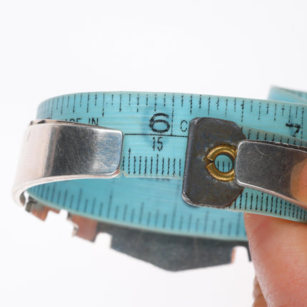 6.1" Elsie Yazzie Navajo sterling silver/spiderweb turquoise Mesa cuff bracelet