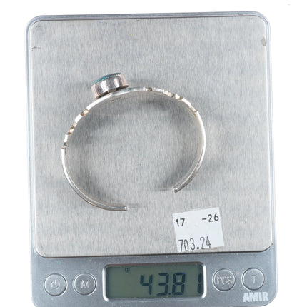 6.1" Elsie Yazzie Navajo sterling silver/spiderweb turquoise Mesa cuff bracelet