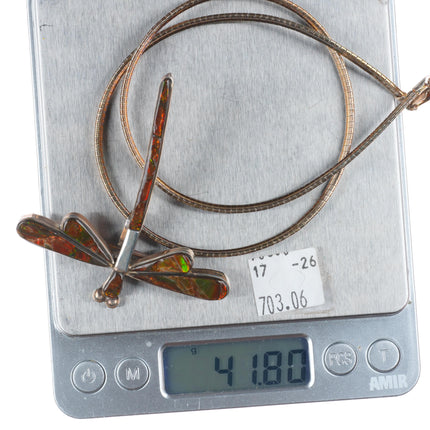 Na Na Ping Yaqui sterling silver ammolite dragonfly pendant/pin brooch