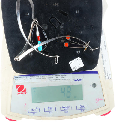 Richard Chavez Kewa sterling silver Black Jade-turquoise-coral necklace/earrings