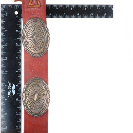 48" Vintage sterling silver southwestern concho belt with turquoise buckle