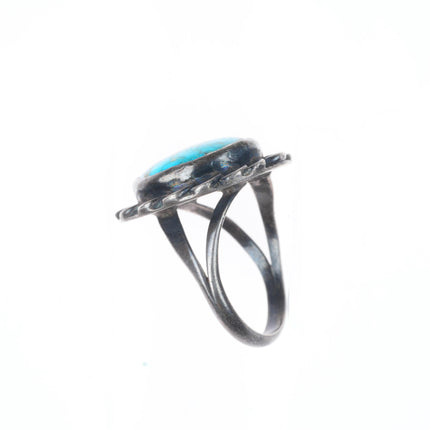 sz7.5 Vintage Navajo sterling silver waterweb turquoise ring
