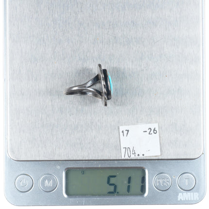 sz7.5 Vintage Navajo sterling silver waterweb turquoise ring