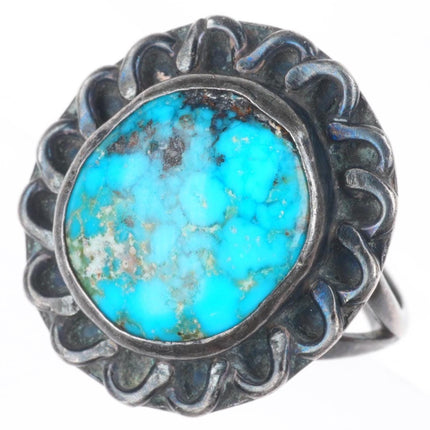 sz7.5 Vintage Navajo sterling silver waterweb turquoise ring