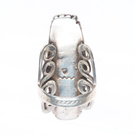 sz8.5 Vintage Native American sterling silver Lacy Agate pink/purple/white ring