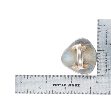 sz9 Big vintage Navajo sterling silver rope bezel ring with nice turquoise