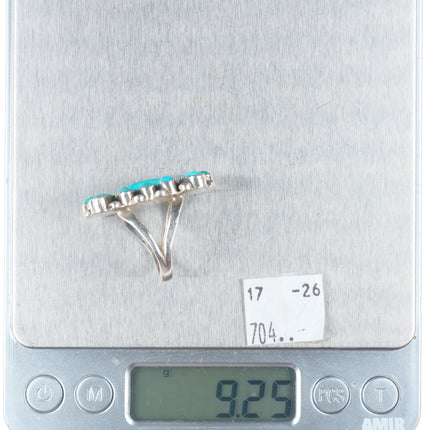 sz8.5 Vintage Zuni sterling silver satellite turquoise cluster ring