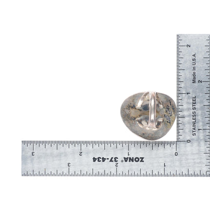 sz7 Vintage Navajo sterling silver ring with nice green turquoise