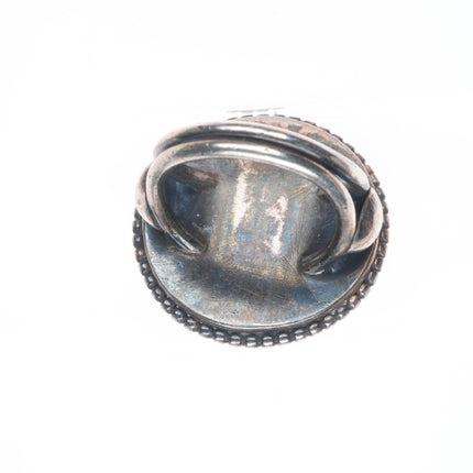 sz8 vintage Navajo sterling silver shadowbox ring with nice turquoise