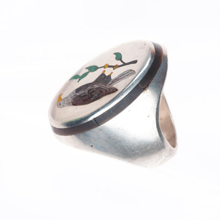 sz9.5 Henry & Linda Barber Navajo sterling silver patriotic American eagle ring