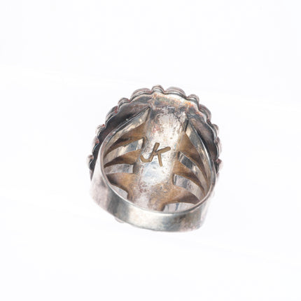 sz7.5 Vintage Navajo or Zuni high grade turquoise satellite ring sterling silver