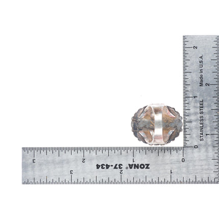 sz7.5 Vintage Navajo or Zuni high grade turquoise satellite ring sterling silver