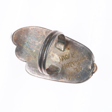 sz7 Jack Harrison 1976 Vintage Southwest sterling silver chrysocolla/jasper ring
