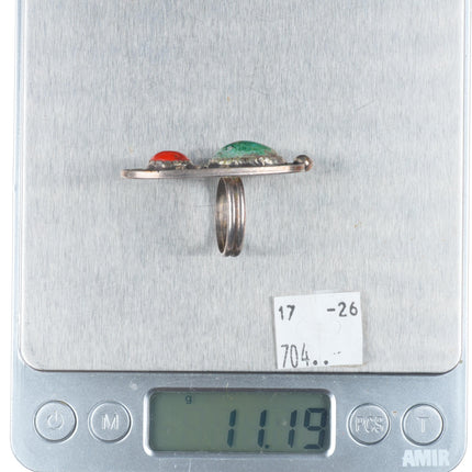 sz7 Jack Harrison 1976 Vintage Southwest sterling silver chrysocolla/jasper ring