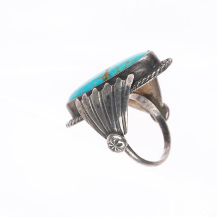 sz6 Vintage Navajo sterling silver ring with nice red web turquoise