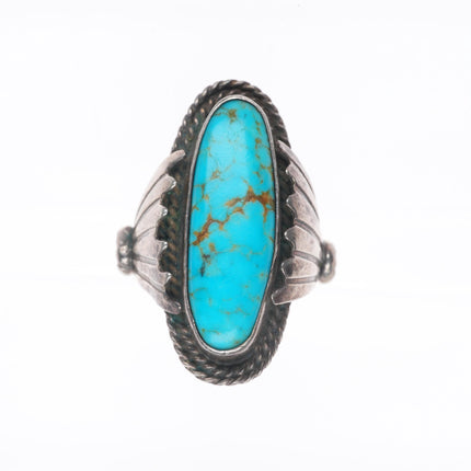 sz6 Vintage Navajo sterling silver ring with nice red web turquoise