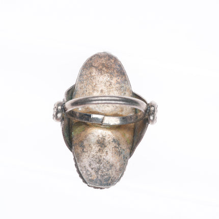 sz6 Vintage Navajo sterling silver ring with nice red web turquoise