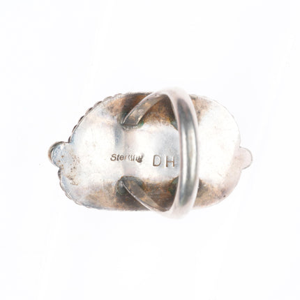 sz8 DH Vintage Navajo sterling silver ring with large nice turquoise