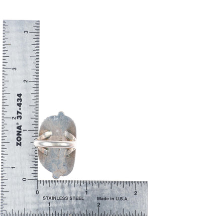 sz8 DH Vintage Navajo sterling silver ring with large nice turquoise