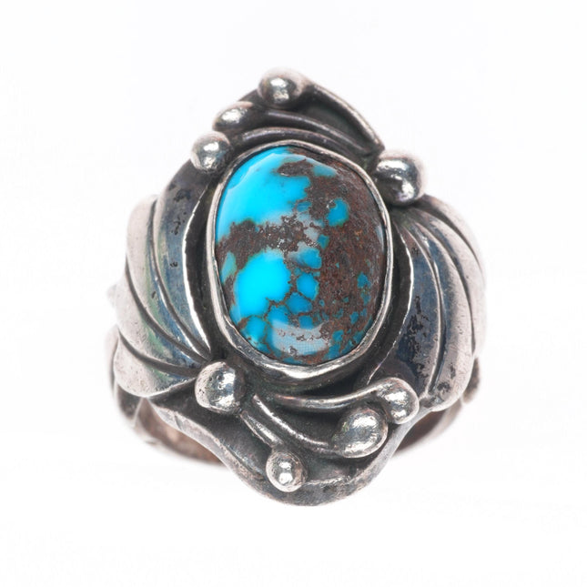 sz6.5 Vintage Navajo sterling silver high grade turquoise ring
