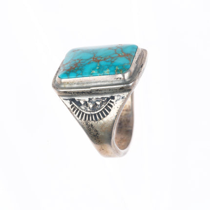 sz10 Vintage Lone Mountain turquoise Navajo sterling silver men's ring