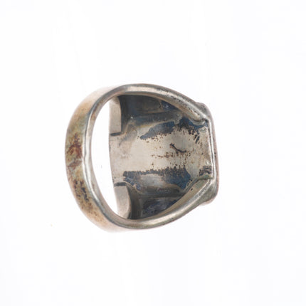 sz10 Vintage Lone Mountain turquoise Navajo sterling silver men's ring
