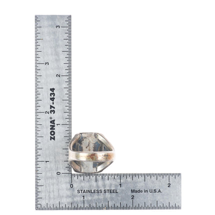 sz10 Vintage Lone Mountain turquoise Navajo sterling silver men's ring