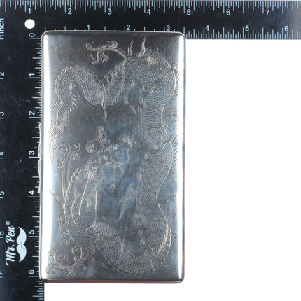 Vintage Wai Kee Chinese Export sterling silver jewelry box with dragon design