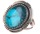 sz7 Pauline Claw Navajo sterling silver ring with nice turquoise
