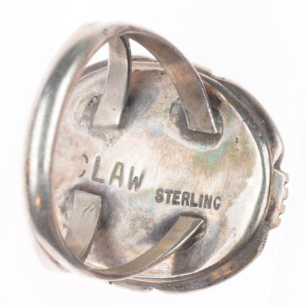 sz7 Pauline Claw Navajo sterling silver ring with nice turquoise